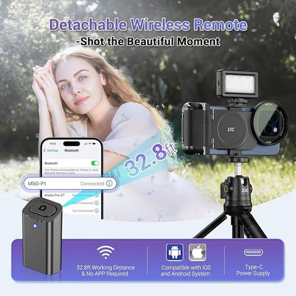(1+1) 67mm Magnetic Phone Lens Filter Mount + Phone Snap Grip Set for iPhone 16 15 14 Pro/Pro Max Plus, Magnetic Filter Adapter w Cold Shoe & 1/4" Hole Pull-Out to Fit Pro Max Plus (No Filters