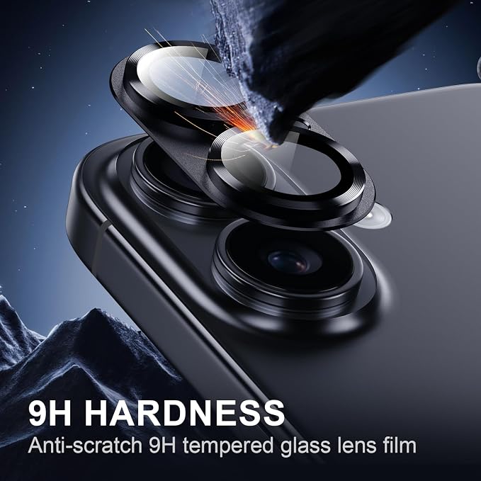 Korecase Camera Lens Protector for iPhone 16 & iPhone 16 Plus & iPhone17 Metal Tempered Glass Camera Film Cover, Strong Adhesion, 9H Hardness Anti-Scratch Rear Camera Lens Cover -Pink