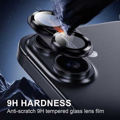 Korecase Camera Lens Protector for iPhone 16 & iPhone 16 Plus & iPhone17 Metal Tempered Glass Camera Film Cover, Strong Adhesion, 9H Hardness Anti-Scratch Rear Camera Lens Cover -Pink