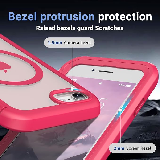 jaroco Magnetic for iPhone SE Case 3rd/2rd,iPhone 8/7 Case, [Compatible with MagSafe][Military Grade Drop Protection][Heavy Duty Protection][Non-Slip] 2-Layer Bumper Phone Case 4.7''-Rose