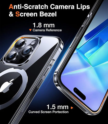 Chicfun 3-in-1 [Magnetic+Kickstand+Ring Holder] for iPhone 16 Pro Case with Stand Ring Holder， Compatible with MagSafe, Military Shockproof Kickstand Phone Case iPhone 16 Pro Cover Clear