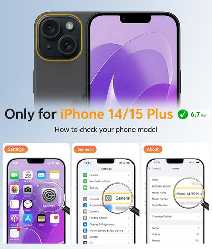 FNTCASE for iPhone 15 Plus Case: for iPhone 14 Plus Case Translucent Matte Military Grade Protective Phone Cover - Slim Anti-Slip Durable Shockproof Drop Protection Cases - Purple