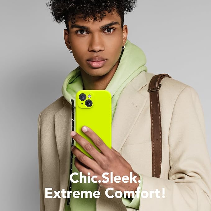 Magnetic for iPhone 15 Case, Compatible with MagSafe, [Screen Protector + Full Camera Protection], Silicone Shockproof Anti-Scratch Protective Phone Case for iPhone 15, Fluorescent Green