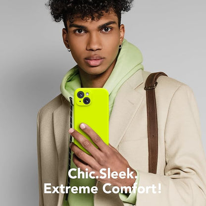 Magnetic for iPhone 15 Case, Compatible with MagSafe, [Screen Protector + Full Camera Protection], Silicone Shockproof Anti-Scratch Protective Phone Case for iPhone 15, Fluorescent Green