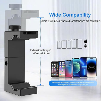 ULANZI ST-02S Aluminum Phone Tripod Mount w Cold Shoe Mount, Support Vertical and Horizontal, Universal Metal Adjustable Clamp for iPhone 12 11 Pro Xs X Max 8 7 Plus Samsung Android Smartphones