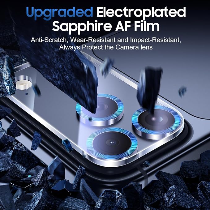 UniqueMe 3 Pack Compatible for iPhone 17 Pro Max Camera Lens Protector - [Drop Protection] [Case Friendly] 9H Tempered Glass Camera Cover Screen [Update New Version] - Dark Blue