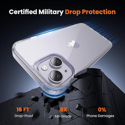 3 in 1 for iPhone 14 Case Clear,[Yellowing-Resistant Acrylic Back] Screen Protector *1 & Camera Lens Protector*1, Shockproof for iPhone 14 Phone Case 6.1 inch Clear