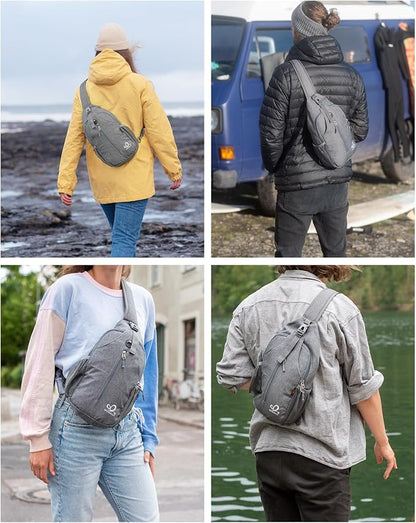 WATERFLY Crossbody Sling Backpack Sling Bag Travel Hiking Chest Bag Daypack