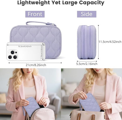 Skycase Tech Pouch - Lightweight Electronics Organizer Travel Case - Double Layers Cable Organizer - All-in-One Storage Bag for Charger, Cord, Phone, Flash Drive, Essentials - L