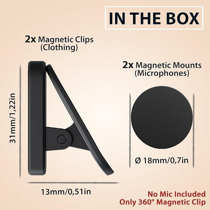 Magnetic Clip for Wireless Lavalier Microphone – 360° Strong Mic Magnet Mount for Mini Mic Pro, MAYBESTA, Bulatry, PQRQP – Invisible Hands-Free Mic Holder for Shirt, Jacket, Collar