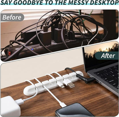 Charging Cord Storage Organizer- 5 Compartments | Charging Cord Organizer Box, with 5 Cable Ties and 1 Cable Clip,for Home Office Desk