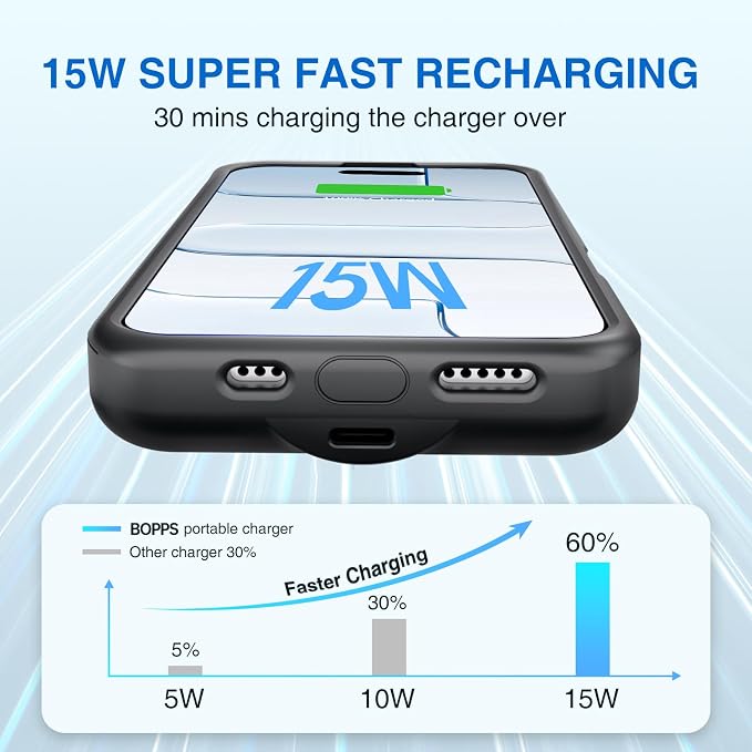 BOPPS Battery Case for iPhone 17 Air 【2026 New】,Powerful 8500mAh Portable Charger Case 360°Protection Rechargeable Extended Charging case for iPhone 17 Air 6.5inch,(Black)
