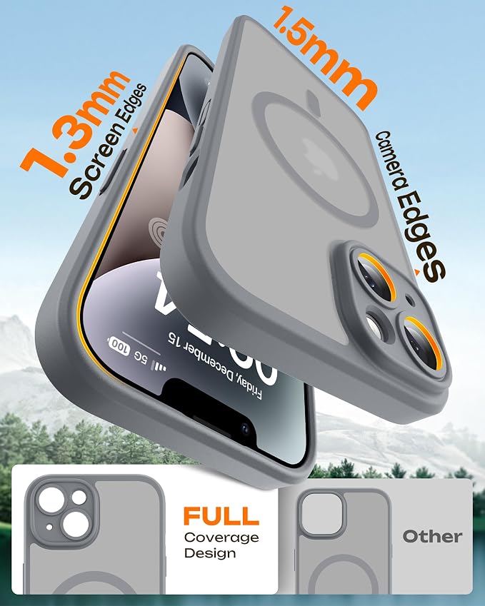 TOCOL for Phone 14 Case, Compatible with Magsafe Charger, Full Camera Protection, Drop Protection, Translucent Matte Phone Case for iPhone 14 6.1 inch (Gray)