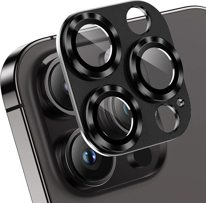 AFARER 2 Pack Camera Lens Protector for iPhone 15 Pro/15 Pro Max Len Protectors,with 9H Tempered Glass Protector 15Promax Accessories [Drop Protection]-Black