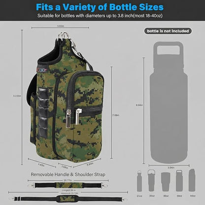 icolor Magnetic Gym Bag Water Bottle Carrier Holder with Phone Pockets & Shoulder Strap,Gym Magnetic Bag 5 Built-in Magnets Gym Accessories Organizer Sling Bottle Bag Pouch Sleeve