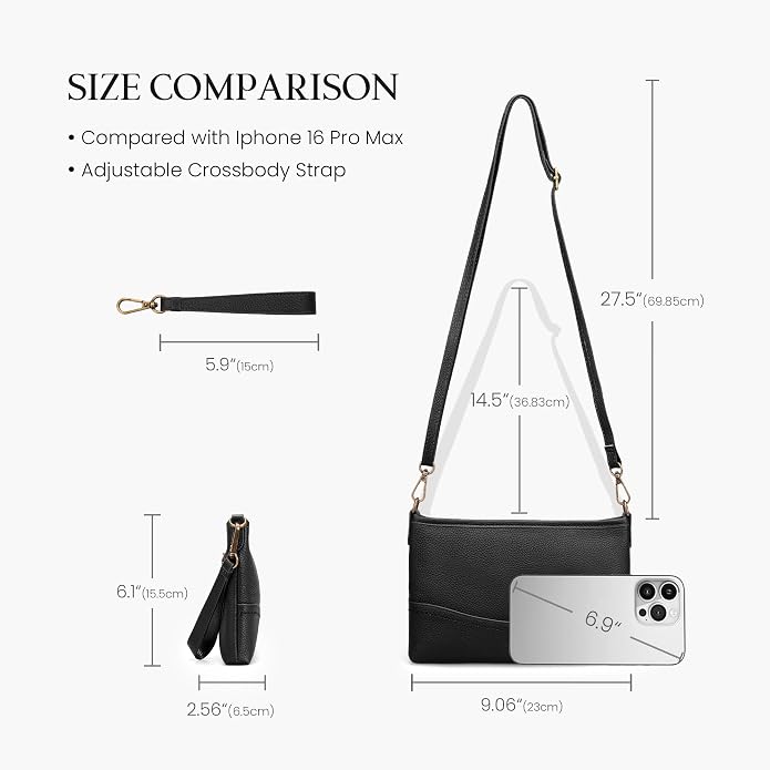 befen Genuine Leather Wristlet Wallet for Women Soft RFID Leather Clutch Purse with Built in Wallet Trendy Crossbody Bag