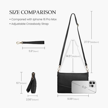 befen Genuine Leather Wristlet Wallet for Women Soft RFID Leather Clutch Purse with Built in Wallet Trendy Crossbody Bag