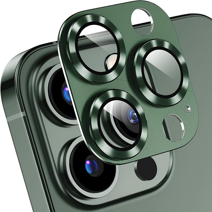 [2 Pack] AFARER Camera Lens Protector for iPhone 13 Pro/13 Pro Max, Ultra-tough, HD Ultra-thin Metal Tempered Glass 9H Hardness Camera Cover ,Case Friendly 13Pro/13Promax [Does not Affect Night Shots],Green