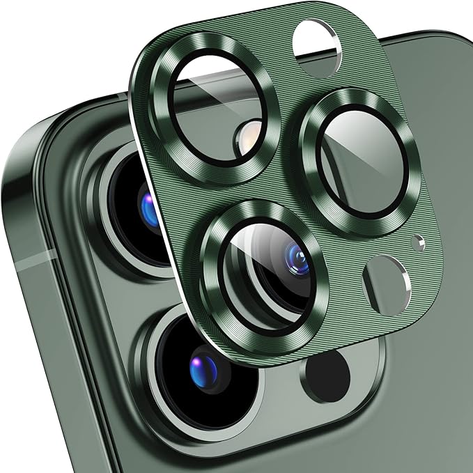 Korecase 2 Pack Camera Protector Compatible with iPhone 13 Pro Max & iPhone 13 Pro Whole Piece 9H Tempered Glass Anti Scratch Dust Strong Adhesion full coverage Protective Green