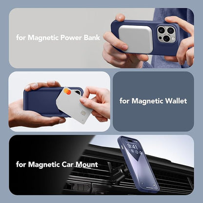 GONEZ for iPhone 14 Pro Case, Compatible with Magsafe, with Screen Protector + Camera Lens Protector, Soft Anti-Scratch Microfiber Lining, Shockproof Liquid Silicone Phone Cover, Midnight Blue