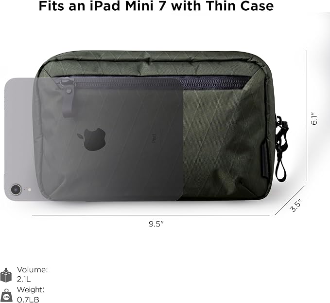 ALPAKA Elements Tech Case Tech Pouch 2.1L Cable Bag Green X-Pac VX21 | Weatherproof Fabric, YKK Aquaguard Zipper, Detachable Shoulder Strap, Ideal for Electronics & Accessories, Daily Work Travel