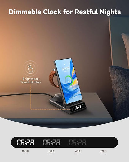 Charging Station for Samsung S26 Ultra, Wireless Charger for Galaxy S26/S25/S24/S23 Series, Galaxy Watch 8/8 Classic/Ultra/7/6/5, Galaxy Buds 3 Pro/3, SwanScout 703S (No Adapter)