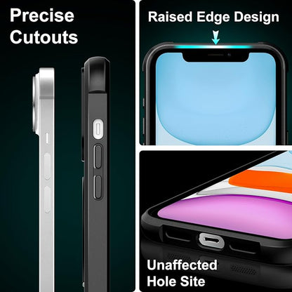 360° Magnetic Swivel Ring for iPhone 11 case, Built-in Metal Stand and Ring Holder, Magsafe Compatible, Military Grade Protection, Shock Resistant - Black