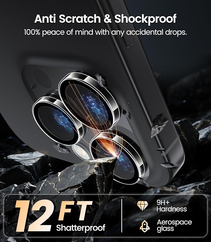 iGluz 2 Pack Anti-Reflection Camera Lens Protector for iPhone 16 Pro/iPhone 16 Pro Max [98% Transmittance][1-Step Installation Tray][Strong Adsorption] 9H Shatterproof Tempered Glass-Transparent