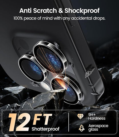 iGluz 2 Pack Anti-Reflection Camera Lens Protector for iPhone 16 Pro/iPhone 16 Pro Max [98% Transmittance][1-Step Installation Tray][Strong Adsorption] 9H Shatterproof Tempered Glass-Transparent