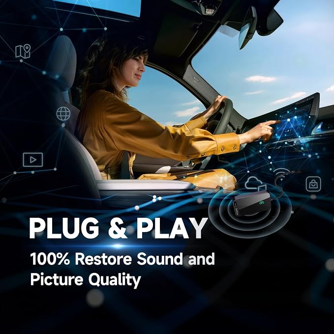 Jemluse Wireless CarPlay Adapter for Apple iPhone - Multi-User Seamless Connection for Convert Wired to Wireless Car Play Adapter - No Latency from iOS 10+ to Screen w/USB C(Charcoal)