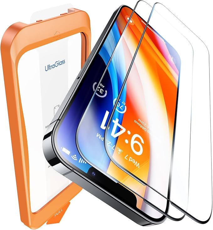 UltraGlass UNBREAK TOP 9H+ Glass for iPhone 12 Pro Max Screen Protector [Military Grade Shatterproof & Longest Durable] Full Screen iPhone 12 Pro Max Glass, 2024 Upgrade, 2 Packs