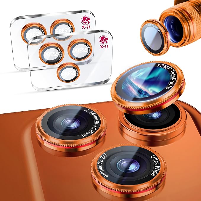 X-it 2-Pack Camera Lens Protector for iPhone 17 Pro Max/17 Pro, [Shatterproof & Impact Resistant] 9H High-Alumina Tempered Glass, Anti-Scratch, Dustproof, Strong Adsorption, Case Friendly, Ultra HD Clear