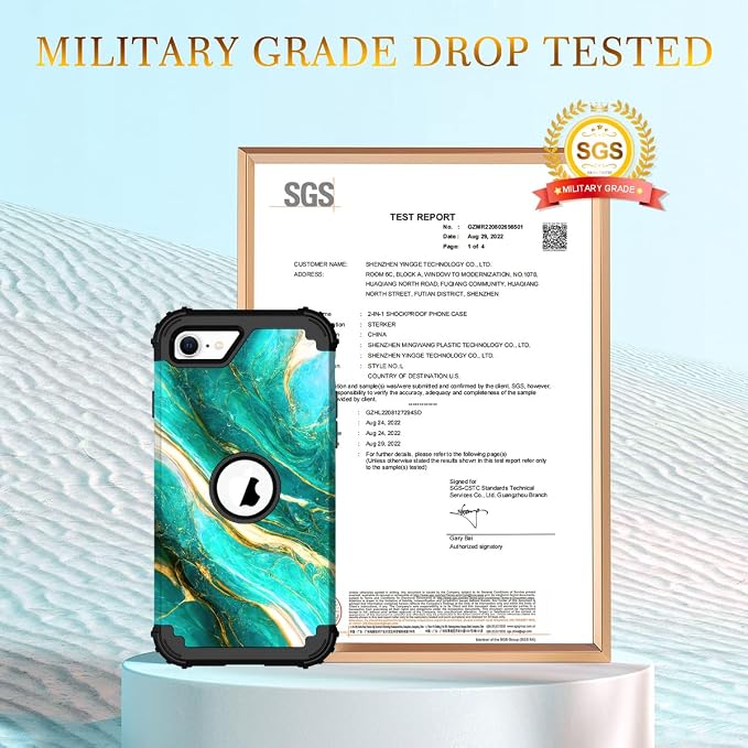 Hocase for iPhone SE 2022/2020 Case, Heavy Duty Shockproof Protection Hard Plastic+Silicone Rubber Hybrid Protective Case for iPhone SE 3rd/2nd Generation (4.7") - Emerald Green