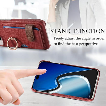 Wallet Case for iPhone 15/15 Pro/15 Plus/15 Pro Max, 360°Rotation Finger Ring Holder Kickstand, Leather Protective Shockproof Cover with Card Holder,15plus,Grey