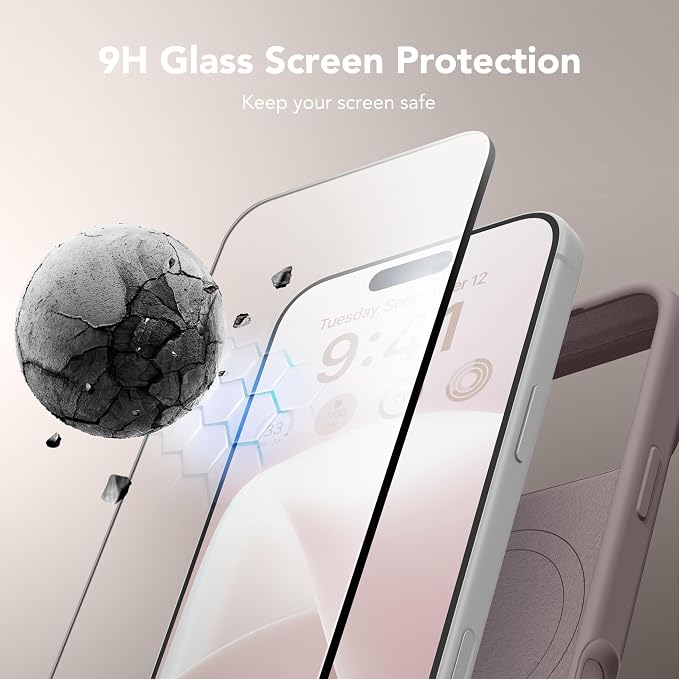 GONEZ Magnetic for iPhone 17 Pro Case, Compatible with MagSafe, [Screen Protector + Camera Lens Protector], Liquid Silicone Anti-Scratch Shockproof Protective Phone Case 6.3 inch, Light Taro