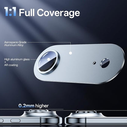 Camera Lens Protector for iPhone Air 6.5"（2025）-Single Piece,Ultra Thin Aluminum Alloy Frame,9H Dual-Strength Glass with 99% AR Light Transmittance,Case Friendly, Light Blue