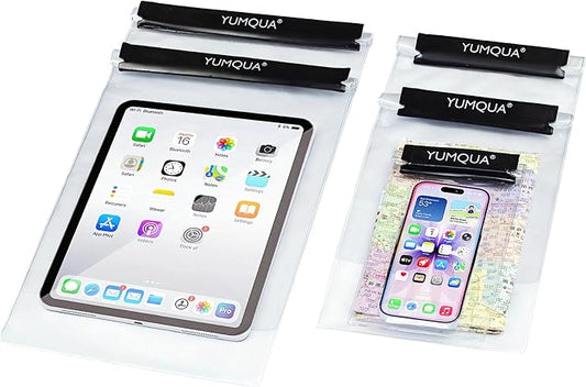 YUMQUA Clear Waterproof Bag, Waterproof Document Pouch Passport Holder Water Tight Map Case Waterproof Pouch Water Proof Small Dry Bags for Kindle Phone Tablet Camera, Kayak Boat PaddleBoard