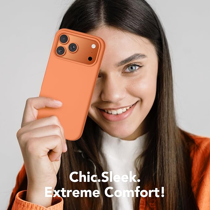 GONEZ Magnetic for iPhone 17 Pro Case, Compatible with MagSafe, [Screen Protector + Camera Lens Protector], Liquid Silicone Anti-Scratch Shockproof Protective Phone Case 6.3 inch, Starry Orange