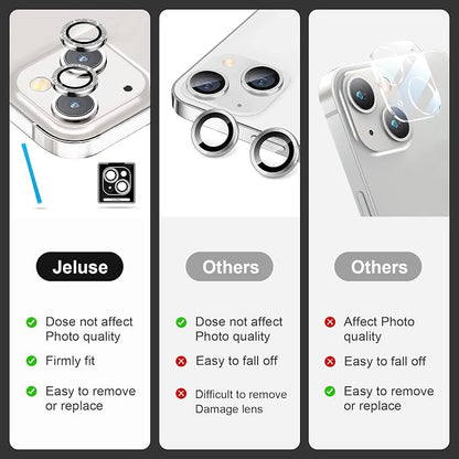 Jeluse 2X2 Pack Camera Lens Protector for iphone 14 Plus for iphone 14, 9H Tempered Glass Screen Protector Cover [Alignment Kit Eazy installation] Metal Individual Ring