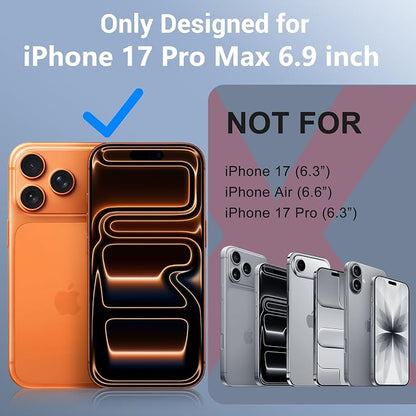 Red2Fire for iPhone 17 Pro Max Case Waterproof, [Built-in Screen Protector & Camera Protector][Compatible with MagSafe][Full Body Shockproof][IP68 Waterproof][Dustproof] Phone Case 6.9" Oragne/Clear