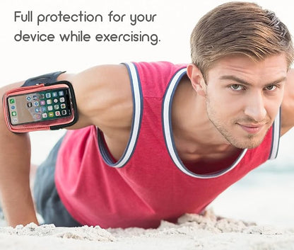 Armband and Storage Compartment for Smartphones. Sweat Resistant. Multi Use. Compatible with iPhone, Samsung Galaxy, Android & Most Smartphones. Metallic Pink.