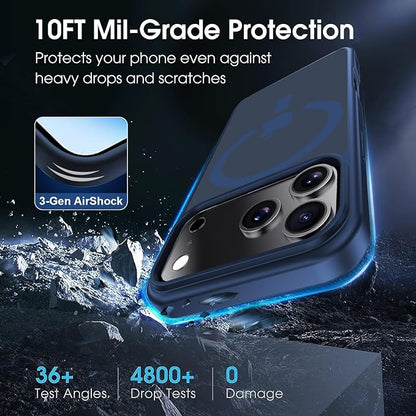 for iPhone 17 Pro Max case with Camera Lens Protector [10Ft Military-Grade Protection] Compatible with fit MagSafe Shockproof Cover Phone case for iPhone 17 Pro max 6.9 inch,Deep Blue