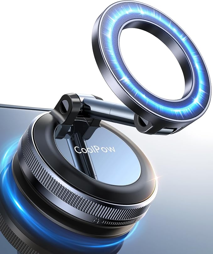 Coolpow【Newest Vacuum Magnetic Phone Holder for Car Phone Holder Mount【Movable Vacuum Suction】 Magsafe Car Mount Cell Phone Holders for Your Car Accessories Interior for Women Men for iPhone 17 16 15