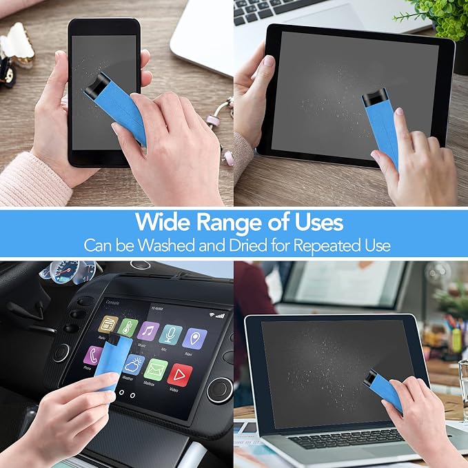 2 Pcs Fingerprint Proof Cleaner, 3 in 1 Touchscreen Mist Spray Wipe Cleaner Soft Fiber Flannel, Safe for All Phones Glasses Tablet Laptop TV Watch Screens (Blue)
