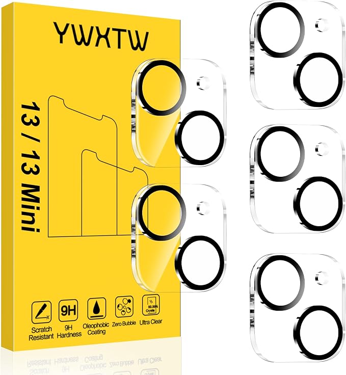 YWXTW [5 Pack Designed for iPhone 13 Camera Lens Protector, for iPhone 13 Mini Camera Lens Protector, Night Shooting Mode, Anti Scratch HD Clear 9H Hardness Tempered Glass
