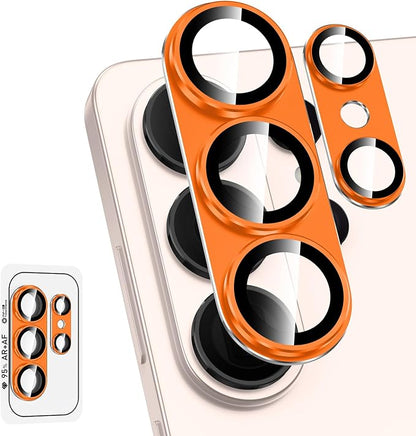 for Samsung Galaxy S26 Ultra Camera Lens Protector, Electroplated Matte Back with 9H Tempered Glass Lens Protector, [Strong Adsorption] [Case-Friendly] Metal Ring HD Clear Lens Cover, Orange