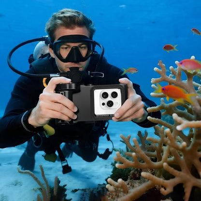 Universal Underwater Diving Phone Case with Bluetooth Controller, IP68 50FT Waterproof for iPhone 17 (Standard Only), iPhone 16/15/14/13/12/11 & Galaxy S24/S23/S22, Black