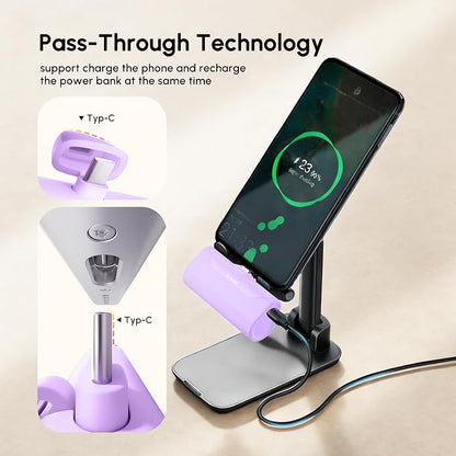 Lightweight Purple USB C Battery Pack for iPhone 15/16/17, 4800mah USB Type C Portable Charger Fast External Battery Charger for Samsung Galaxy S23/S22/S21 Series/Other Android Smartphones