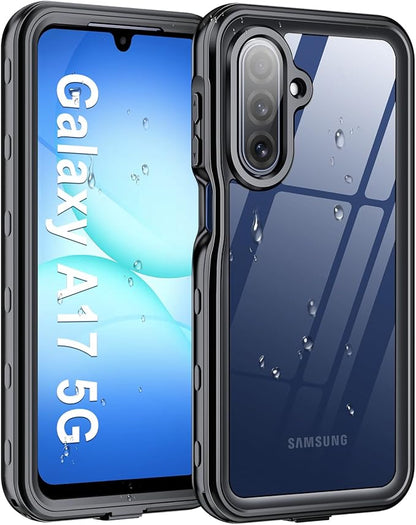Beasyjoy for Samsung Galaxy A17 5G Case Waterproof, Built-in Screen Protector IP68 Waterproof Dustproof,Full Body Rugged Cover Military Grade Shockproof Protective for Samsung A17 5G 6.7", Black/Clear