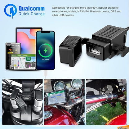 Nilight Waterproof Motorcycle USB 3.1Amp Quick SAE to USB Charger Adapter O Ring Terminal Cable Harness with Inline 5Amp Fuse Handlebar for Mobile Devices GPS